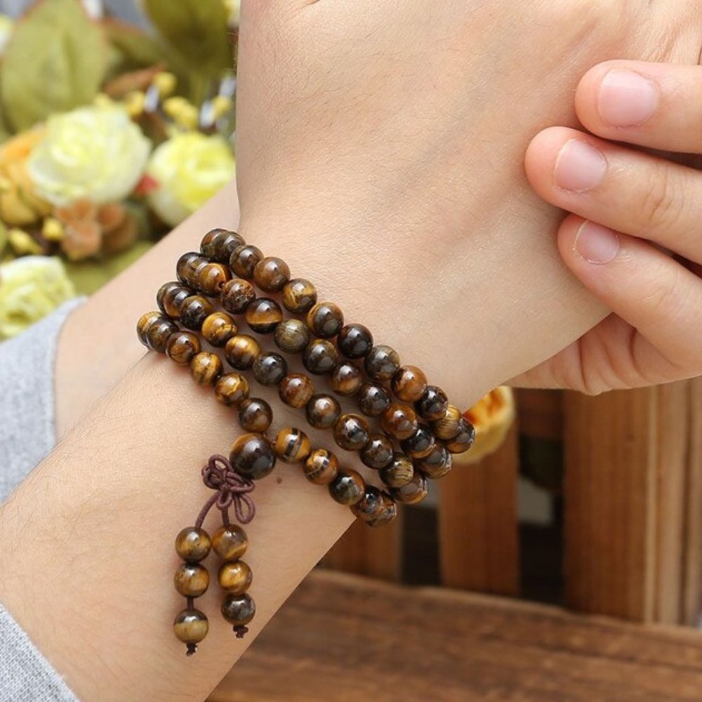 Tigers Eye Powerful Natural Stone 108 Beaded Mala